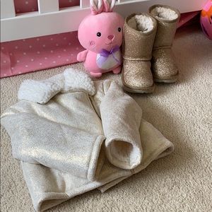Toddler Gold and White Winter Jacket.